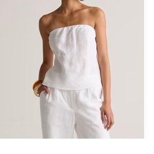 Quince Classic White Strapless Crop Top